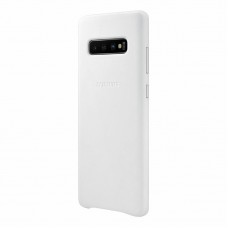 Чехол защитный натуральная кожа Samsung Galaxy S10 Plus SM-G975 Leather Cover Белый