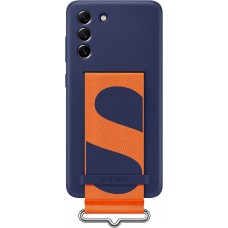 Защищенный чехол Samsung Galaxy S21 FE 5G Silicone Cover With Strap SM-G990 Blue Синий