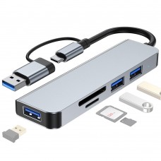 Док-станция 5-в-1 с портом USB 3.0 Порты USB2.0 Устройство для чтения карт SD/TF Ultra Без бренда GM 