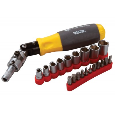 Отвёртка MasterTool GM реверсивная с карданом с комплектом насадок 20 эл (Арт.: 40-0515)