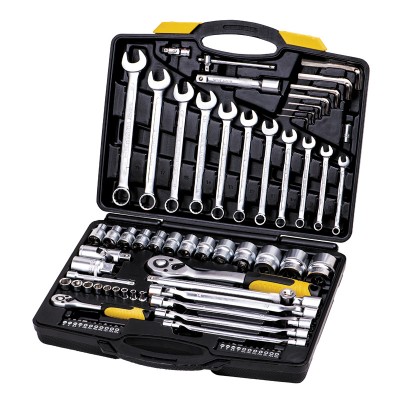 Набор ключей и насадок торцевых MasterTool GM PROFI CrV 1/4” -  1/2”, трещотка 72Т, 77 шт, кейс (Арт.: 78-5077)