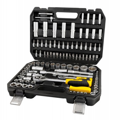 Набор насадок торцевых MasterTool GM CrV 1/4" и 1/2", трещотка 72Т, 108 шт, кейс (Арт.: 78-5108)