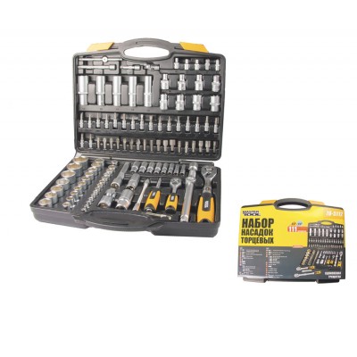 Набор насадок торцевых MasterTool GM PROFI CrV 1/4” - 1/2”, удлиняющаяся трещотка 72 зуба, 111 шт, кейс (Арт.: 78-5112)