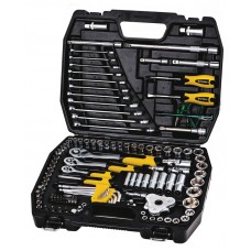 Набор ключей и насадок торцевых MasterTool GM PROFI 1/4” - 3/8” - 1/2”, трещотка 72Т, 121 шт, кейс (Арт.: 78-5121)