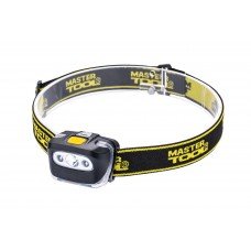 Фонарь MASTERTOOL GM налобный, 4 режима, 55*35*40 мм, CREE XT-E WHITE LED + 2 x RED LED, 3 x AAA, ABS 94-0813